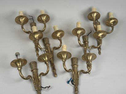 6 ormolu and chased sconces with two-light...