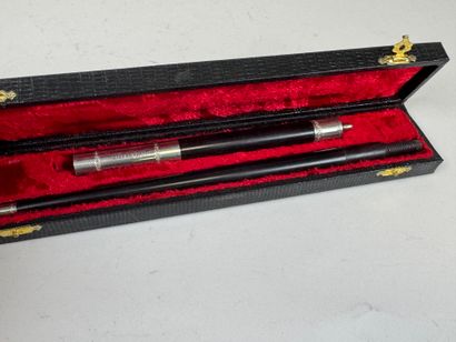 Ebony and silver-plated metal conductor's...