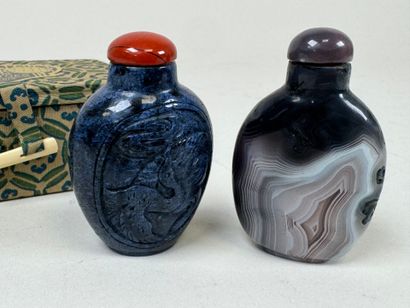 ASIA, 20th century.
Two carved hardstone...