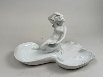 KARL ENS.
Naiad with mirror. 
Partially glazed...