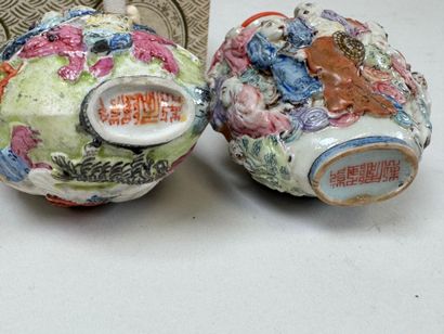 ASIA, 20th century.
Two polychrome porcelain...