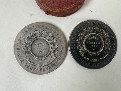 Suite of two silver medals 900/1000 