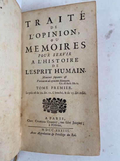 Traité de l'opinion ou mémoires pour servir...