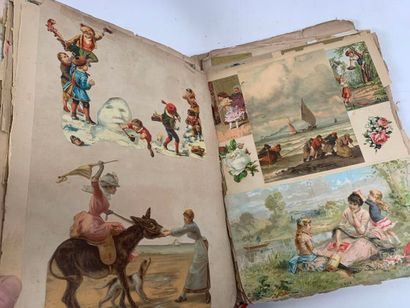 Album chromo petit in-folio très usagé avec...