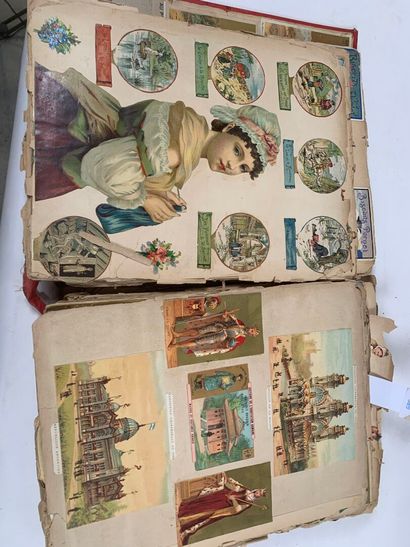 Album chromo petit in-folio très usagé avec...