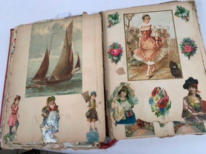 Album chromo petit in-folio très usagé avec...