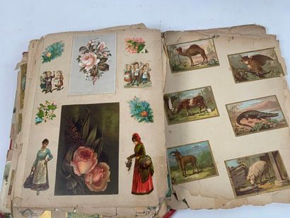 Album chromo petit in-folio très usagé avec...