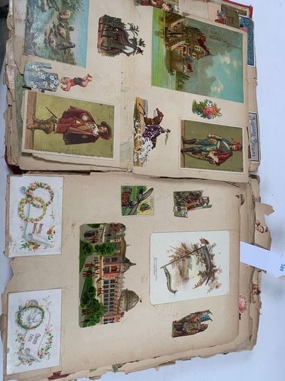 Album chromo petit in-folio très usagé avec...
