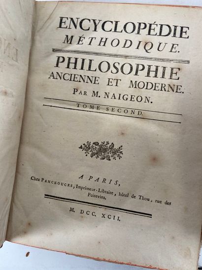 [ENCYCLOPEDIE PANCKOUKE]
NAIGEON, Philosophie...