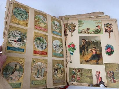 Album chromo petit in-folio très usagé avec...