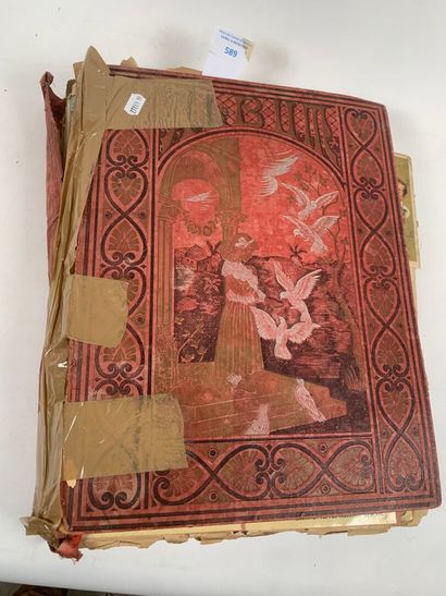 Album chromo petit in-folio très usagé avec...