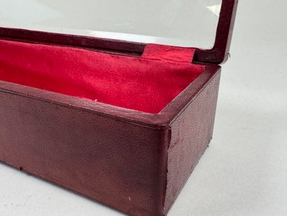 Rectangular glove box in burgundy leather-wrapped...