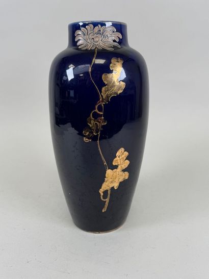 Ceramic vase on a blue background, decorated...