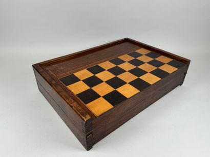 Large wooden folding checkers game, the interior...