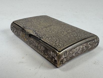 Domed case in silver-plated metal decorated...