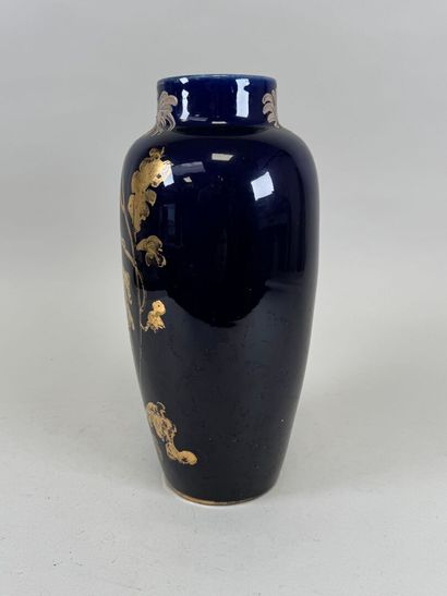 Ceramic vase on a blue background, decorated...