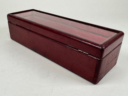 Rectangular glove box in burgundy leather-wrapped...