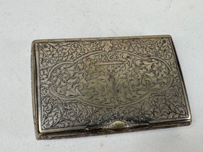 Domed case in silver-plated metal decorated...