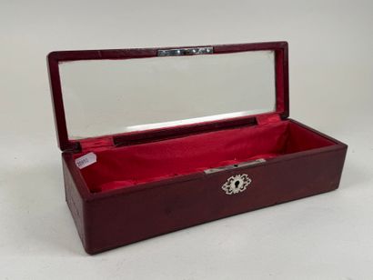 Rectangular glove box in burgundy leather-wrapped...