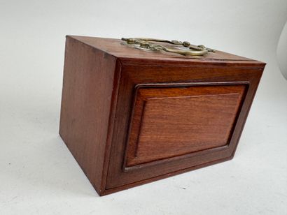 Mahjong set in exotic wood and gilded metal...