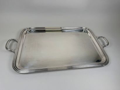 Large silver-plated tray with two handles...