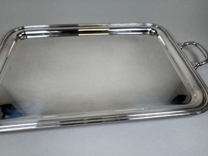 Large silver-plated tray with two handles...
