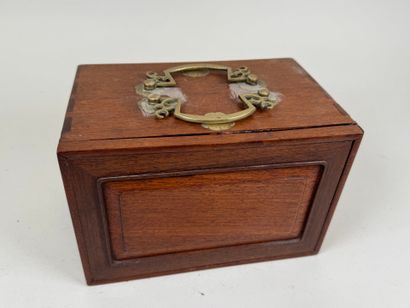 Mahjong set in exotic wood and gilded metal...
