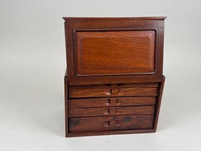 Mahjong set in exotic wood and gilded metal...