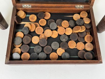 Wooden backgammon game, felt interior with...