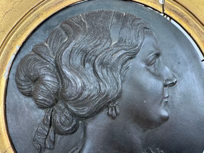 F. CHABAUD, 19th century.
Bust of a woman.
Circular...