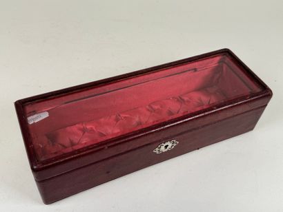 Rectangular glove box in burgundy leather-wrapped...