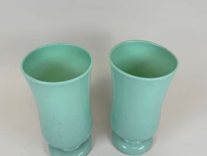 Pair of green opaline glass vases.
H. 25.5...