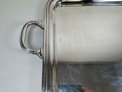 Large silver-plated tray with two handles...
