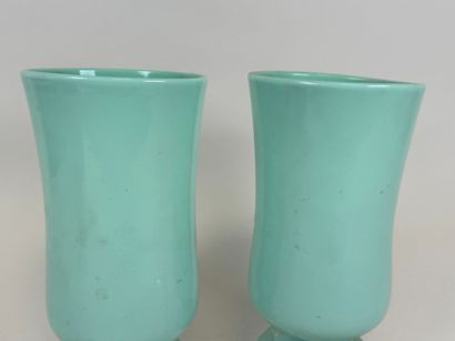 Pair of green opaline glass vases.
H. 25.5...