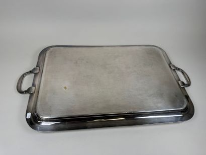 Large silver-plated tray with two handles...