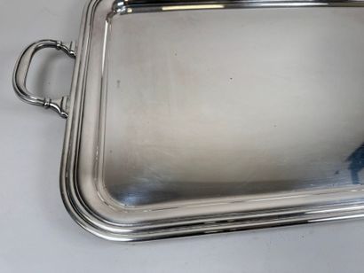 Large silver-plated tray with two handles...