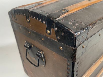 Antique travel trunk containing recent knitted...
