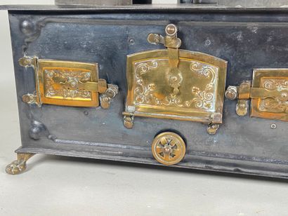 Small galley stove in sheet metal with brass...