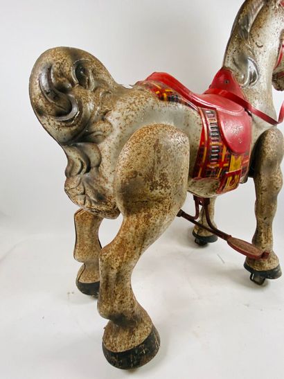 Articulated polychrome sheet metal horse...