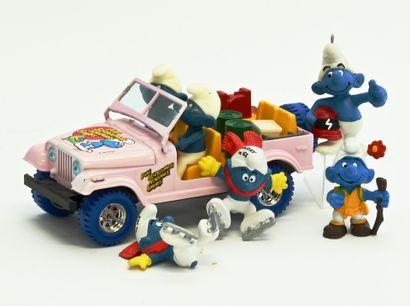 BURAGO, the pink Smurfs jeep, complete, 1...