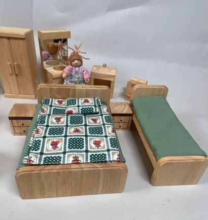 Small dolls' furniture in light wood with...