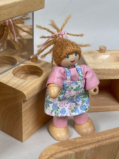 Small dolls' furniture in light wood with...