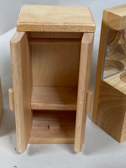 Small dolls' furniture in light wood with...