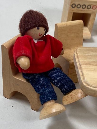 Small dolls' furniture in light wood with...