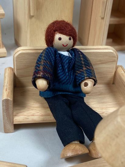 Small dolls' furniture in light wood with...