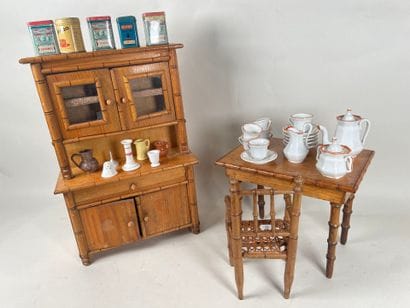 Two-body sideboard in bamboo-turned wood,...