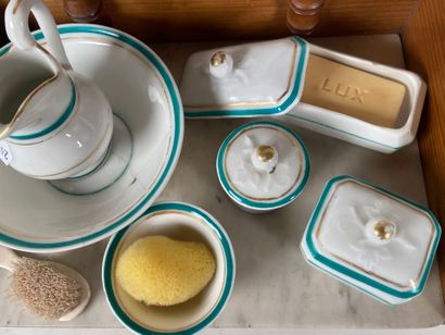 Toilet table with marble top in bamboo-turned...