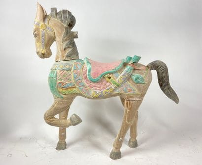 Modern merry-go-round horse in polychrome...