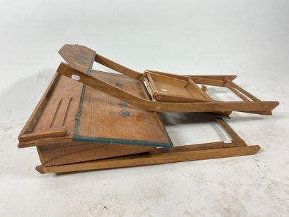 Small reproduction of a school desk in varnished...
