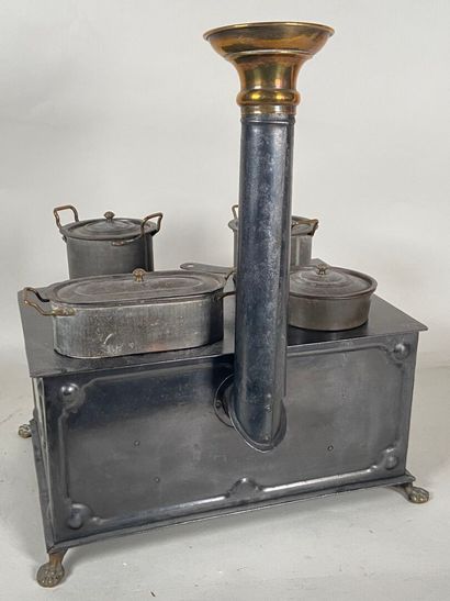 Small galley stove in sheet metal with brass...